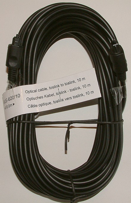 optisches TOSLINK-Digitalkabel mit 10m L�nge.

geeignet f�r alle HiFi/Audio-/Videokomponenten
mit optischen Ein- / Ausg�ngen nach TOSLINK-Standard.

Sehr gutes Preis-/Leistungsverh�ltnis!