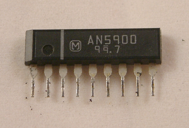 AN5900
Switching Regulator Control Circuit

Outline:
The AN5900 is an integrated circuit in which a PWM switching regulator control circuit and protect circuit are integrated on a single chip.

Features:
� Soft start circuit
� 0 - 0.7 duty
� Protection circuit for over voltage and current
� External trigger available
� High supply voltage protection
� Low supply voltage protection
� Reference voltage provided by external zener diode
� Compact 9-lead plastic SIL package for higher flexibility in PCB design