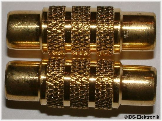 Cinch Buchse-Buchse-Adapter

1 Stck (fr Stereoverbindungen werden 2 Stck bentigt!)

ideal, um 2 Cinchkabel zusammenzustecken und so ein lngeres Kabel
zu erhalten, oder um aus einem Stecker ein Buchse zu machen.

Hochwertige vergoldete Ausfhrung!