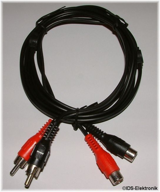 Stereokabel: Cinchverl�ngerung
L�nge: 1,5m
Farbe: schwarz
2x Stecker, 2x Buchse