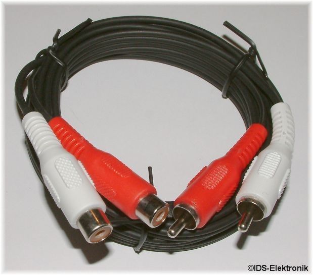 Stereokabel: Cinchverl�ngerung
L�nge: 2,5m
Farbe: schwarz
2x Stecker, 2x Buchse