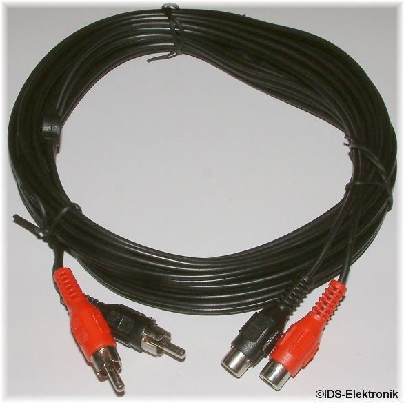 Stereokabel: Cinchverl�ngerung
L�nge: 5m
Farbe: schwarz
2x Stecker, 2x Buchse